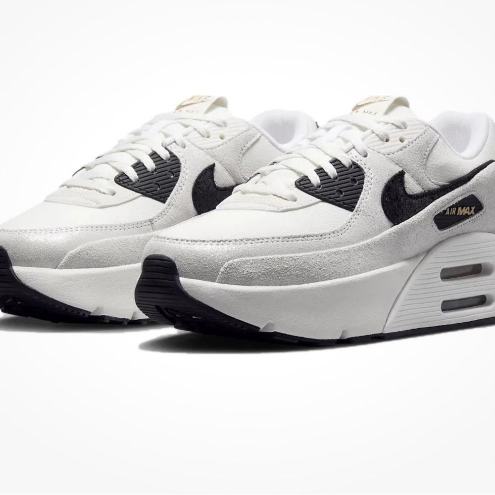 NIKE AIRMAX 90 LV8 WHITE BLACK METALLIC 8.5